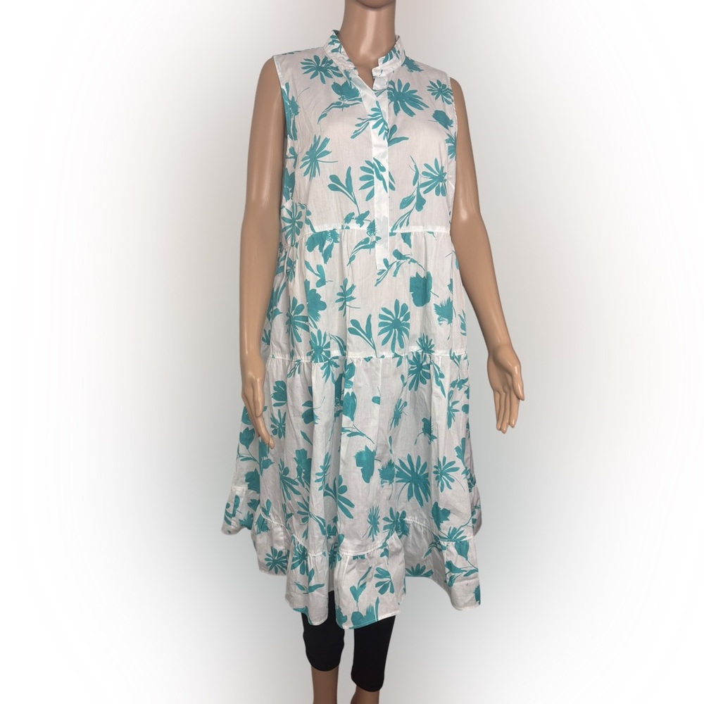 Rosso35 Floral Sleeveless Italian Tiered Cotton Dress, never worn, XL